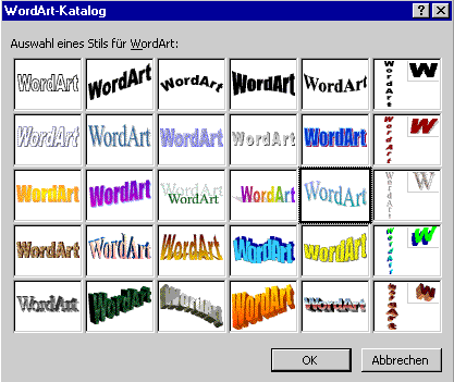 Fenster: WordArt-Katalog